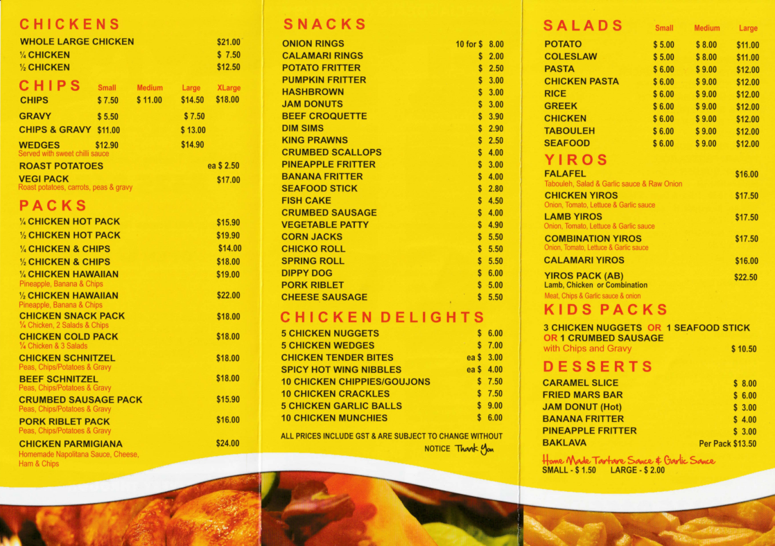 Grace Court Takeaway Menu Back