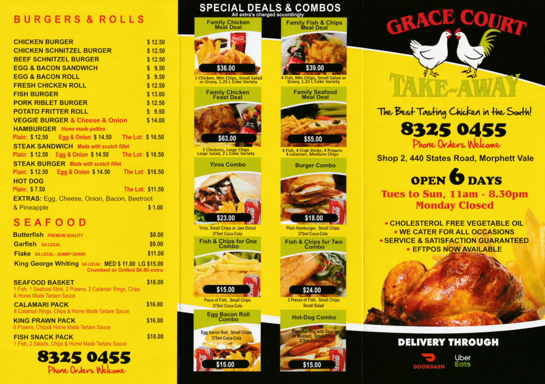 Grace Court Takeaway Menu Front